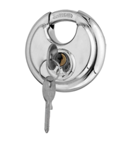 Cadenas robuste rond en acier inoxydable 304 de 60 mm avec 2 clés en laiton, à levier unique, pour extérieur, entrepôt, porte de placard, sécurité