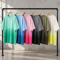 T-shirt surdimensionné personnalisé à dégradé, en coton délavé à l'acide, style streetwear, vente en gros, fabricant de vêtements OEM