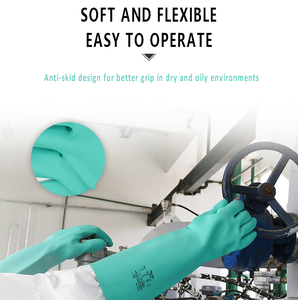 Guantes <span class=keywords><strong>de</strong></span> Nitrilo Reutilizables Superflocados Verdes, Guantes <span class=keywords><strong>de</strong></span> Seguridad para Mecánicos, Resistentes a Químicos, Impermeables, para Trabajos Industriales y <span class=keywords><strong>de</strong></span> Jardinería - Product Image 3