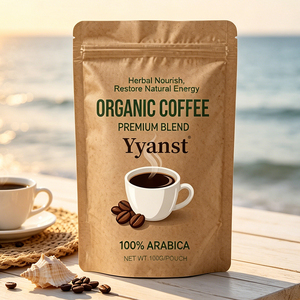 กาแฟอาราบิก้าออร์แกนิค 100% บรรจุในซองคราฟท์ 100 กรัม บำรุงร่างกายด้วยสมุนไพร ฟื้นฟูพลังงานตามธรรมชาติ เครื่องดื่มเพิ่มพลังงานประจำวัน รับผลิตแบบ OEM - Product Image 6