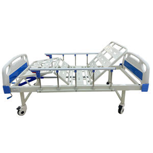 Lit d'hôpital manuel à deux manivelles, 2 fonctions réglables, équipement de soins pour patients alités, capacité de 260 kg, garantie de 3 ans - Product Image 2