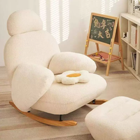 Fauteuil à bascule relaxant individuel au design moderne avec coussin en mousse haute densité et structure en bois massif BTSC003 pour la maison ou l'hôtel