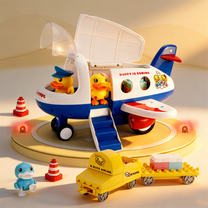 Modèle d'<span class=keywords><strong>avion</strong></span> transformable à friction pour enfants, blocs de construction, ensemble de jouets éducatifs en plastique à inertie à assembler soi-même pour enfants - Product Image 3