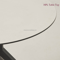 Ensemble de table ronde HPL pour restaurant, ensemble de table à manger en aluminium tressé à dossier haut pour l'extérieur et l'intérieur