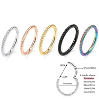 Bague d'oreille torsadée en acier inoxydable 316L plaqué or, pour femmes et hommes, septum, clicker pour le mamelon, sans couture, véritable piercing, cadeau tendance