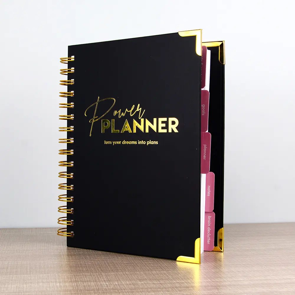 Organizer Custom Hard Cover Spiral Binding Notebook Planner With Calendar Daily Weekly Journal Diary