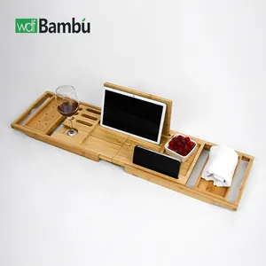 WDF yüksek kalite özel ucuz düşük fiyat küvet raf bambu küvet tepsi bambu banyo caddy banyo kullanımı için