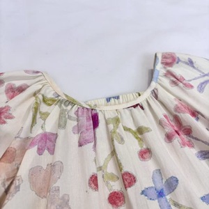 <span class=keywords><strong>Robe</strong></span> d'été décontractée pour filles, 100 % coton, col rond, à volants floraux, manches courtes, à étages, longueur genou, pour fête, ODM - Product Image 3