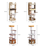 Arbre à gratter moderne pour chat, premium, en sisal 100% naturel, avec hamacs transparents en bois, tour pour chat avec poteaux à gratter
