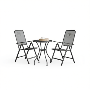 Set di 2 sedie da giardino pieghevoli in acciaio antracite, design minimalista per esterni - Product Image 1