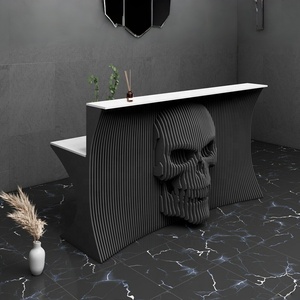 Thẩm mỹ viện Thiết kế bảng màu đen cho bệnh viện bàn lễ tân hình hộp sọ tham số bàn tiếp tân màu đen cho <span class=keywords><strong>2</strong></span> người - Product Image 6