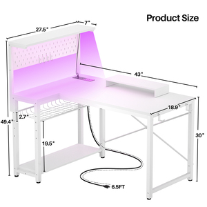 Escritorio ergonómico para juegos con estantes de almacenamiento y patas en forma de Z, mesa reversible para juegos de <span class=keywords><strong>PC</strong></span> para oficina en casa o dormitorio - Product Image 6