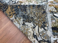 Dalles de tapis en laine/viscose faites à la main, écologiques, à poils longs, multi-usages, antistatiques, abstraites, lavables, insonorisantes, pour la prière et le voyage