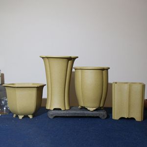 Handmade Purple <b>Clay</b> <b>Flower</b> <b>Pots</b> Bonsai <b>Pots</b> Hexagonal Orchid <b>Pots</b> Miniature Planters Su Ling Style - Product Image 1