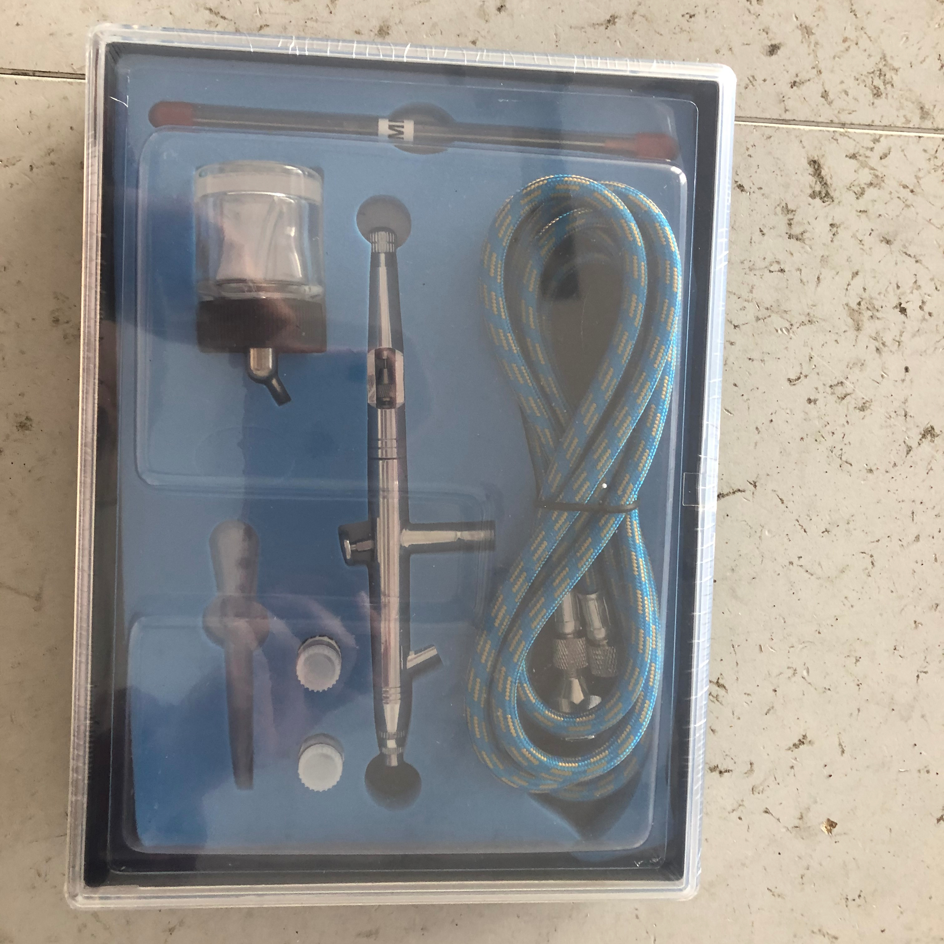 Двойного действия Аэрограф Комплект воздушные кисти пистолет-распылитель с 0,3 мм/0,2 мм/0,5 мм иглы и воздухопроводящий шланг для временного TattooB-182k