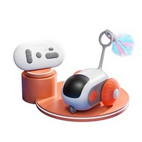 Jouet intelligent pour animaux de compagnie : Balle télécommandée pour chat avec plumes interchangeables et fonction d'évitement d'obstacles, également adaptée aux chiens