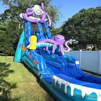 Toboggan aquatique géant en forme de pieuvre pour la mer profonde, château gonflable durable avec piscine à jets d'eau pour fêtes, personnalisable pour usage commercial