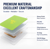 Kartu PVC NFC yang Dapat Diprogram Sesuai Kebutuhan 13.56MHz RFID 1K Chip Sistem Kontrol Akses Kartu Kunci Kamar Hotel Kosong Profesional