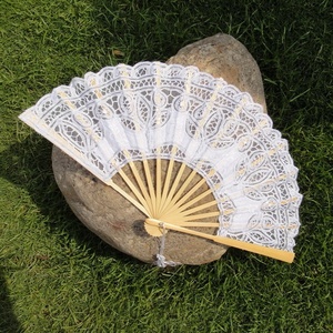 Ventilateur en dentelle de coton brodé, bretelles en bambou, décoration de <span class=keywords><strong>mariage</strong></span>, chauves-souris - Product Image 4
