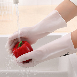 Gants en caoutchouc PVC à motif de cerf blanc, 30cm, imperméables, pour la cuisine, la vaisselle, les travaux ménagers, gants de lavage d'été pour femmes - Product Image 2