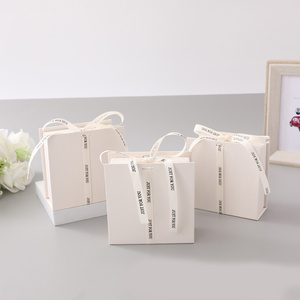 White Ribbon Logo <b>Foldable</b> Gift <b>Box</b> Make-Up Clothes & Accessories Rigid Paperboard with Glossy Lamination - Product Image 3