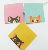 Adorables feuilles de mémo pour animaux-Ensemble de notes autocollantes carrées de 3 ", papeterie Kawaii pour la journalisation et la planification
