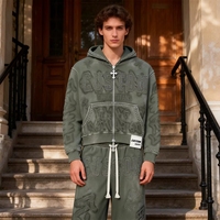 Ensemble de survêtements personnalisés avec logo, imprimé intégral, sweat-shirt court et sweat à capuche, orné de strass, coupe lourde