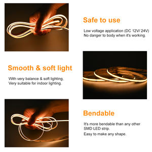 Bande <span class=keywords><strong>LED</strong></span> ESANN COB 480 <span class=keywords><strong>LED</strong></span> 12V 8mm de largeur 3000K Blanc chaud Bande flexible sans points Wi-Fi activé IP20 Éclairage de jardin - Product Image 3