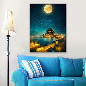 Produttore 5d Diamond Painting Kit per adulti luna e <span class=keywords><strong>palazzo</strong></span> <span class=keywords><strong>di</strong></span> notte fata polvere diamante Ab diamante pieno trapani decorazione per la casa