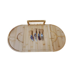Ensemble de planches à découper en bambou détachables 26x13 pouces, plateau de service multifonctionnel pour fromage, steak, fruits avec compartiments - Product Image 3