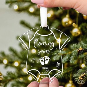 Décoration de fête - Ornement d'annonce de grossesse « Bientôt là » avec cœur, décoration suspendue pour sapin de Noël - Product Image 2