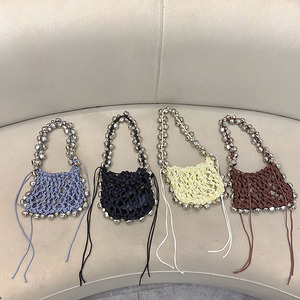 <span class=keywords><strong>Sac</strong></span> de plage pour femmes maille corde tricoté seau cloche tissé sacs à bandoulière réticulé creux voyage fourre-tout dames mode Net <span class=keywords><strong>sac</strong></span> à main - Product Image 6