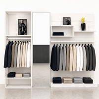 Meuble de rangement encastré sur mesure en acier inoxydable blanc avec miroir et étagères suspendues OEM