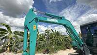 Mini-excavatrice sur chenilles hydraulique compacte Kobelco SK60-8 d'occasion, 6 tonnes, d'origine japonaise, avec moteur Yanmar et faible nombre d'heures de fonctionnement, pour inspection vidéo