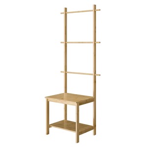 Bamboo <strong>Bathroom</strong> Shelf <strong>Storage</strong> Rack Chair <strong>Seat</strong> with Towel Holders Free Standing Space Saving Rack - Product Image 1
