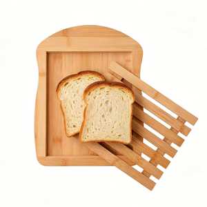 Support à pain en bambou 34x26x2cm avec planche à découper pour la découpe de pain grillé et la pâtisserie maison - Product Image 1