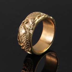 Brazalete con Diseño de Pez y Anillos para Mujer, Chapado en Oro Vintage, Conjuntos de Joyería de Acero Inoxidable - Product Image 5