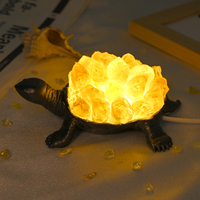 Lampe en cristal de tortue en améthyste et citrine naturelle en gros, veilleuse USB en pierre de cristal pour la décoration intérieure