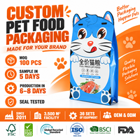 Sachet Doypack autoportant en film laminé imprimé dessin animé pour aliments pour animaux de compagnie, avec fermeture éclair refermable, pour emballage universel de croquettes pour chiens