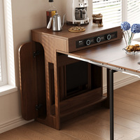Ensemble de table à manger rectangulaire en bois, moderne, simple et peu encombrant Chaise intégrée rétractable Armoire latérale Salle à manger Ménage