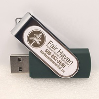 Clé USB pivotante en métal personnalisable avec logo, interfaces USB 2.0/3.0, capacités de 128 Mo à 32 Go
