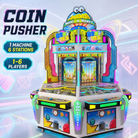 Machine à poussoir de pièces d'arcade, fourniture directe usine pour centres de divertissement familial (FEC), avec boîtier métallique durable, machine de jeu et distributeur de pièces.