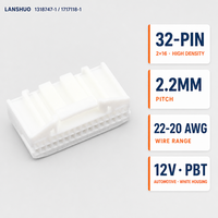 1318747-1 1717118-1 Connecteur automobile 12V mâle rectangulaire en PBT, 32 broches, blanc, haute densité, pas de 2,2 mm, 22-20AWG, MOQ 100