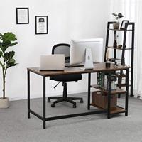 Bureau d'écriture en bois de chêne blanc moderne et simple, léger, avec étagères, compatible ordinateur portable, support de livre, table de bureau, d'étude, de jeu et d'accès Internet