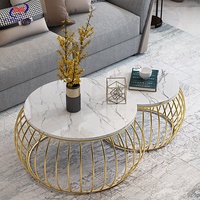 Table basse de luxe dorée multifonctionnelle nordique en métal acier inoxydable moderne meubles de maison table à manger contemporaine 5 pièces