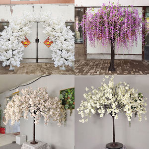 Fine <span class=keywords><strong>fleur</strong></span> d'intérieur <span class=keywords><strong>arbre</strong></span> grappes blanches fleurs et feuilles vertes fleurs tombant pour la décoration <span class=keywords><strong>de</strong></span> mariage - Product Image 4