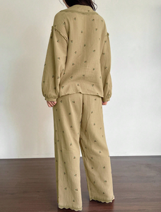 Pigiama da Donna in Cotone Stampato alla Moda, Set Due Pezzi, Abbigliamento da Notte, Maniche Lunghe, Personalizzabile, ODM - Product Image 3