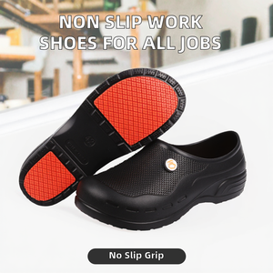 Chaussures de travail imperméables antidérapantes à semelle en caoutchouc pour hommes et femmes, usage en cuisine/chef/jardin/infirmière, sabots noirs - Product Image 2