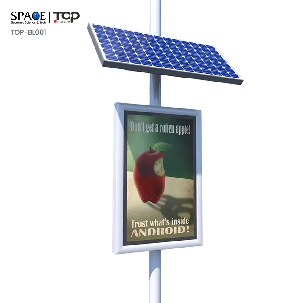 Yeni Unipole açık hava reklam kaydırma güneş enerjisi ışık direği tabela ışık kutusu