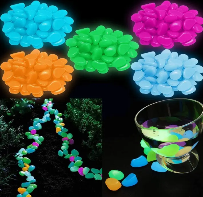 Guijarros brillantes, se ven mágicos durante el día, brillan durante la noche
